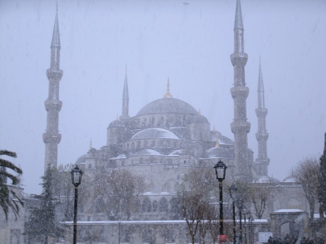 Photo: Sultan Ahmet-Blue Mosque when snow storm hit Istanbul